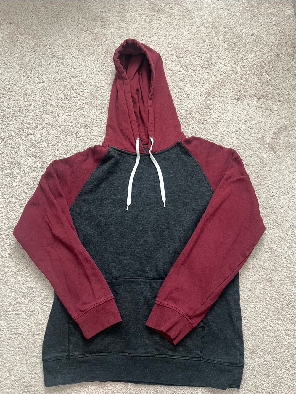 Zine Maroon and Charcoal Two-Tone Pullover Hoodie